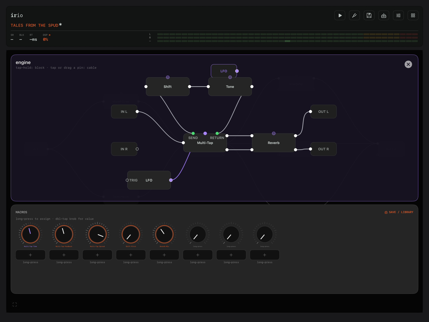 The engine builder canvas on iPad