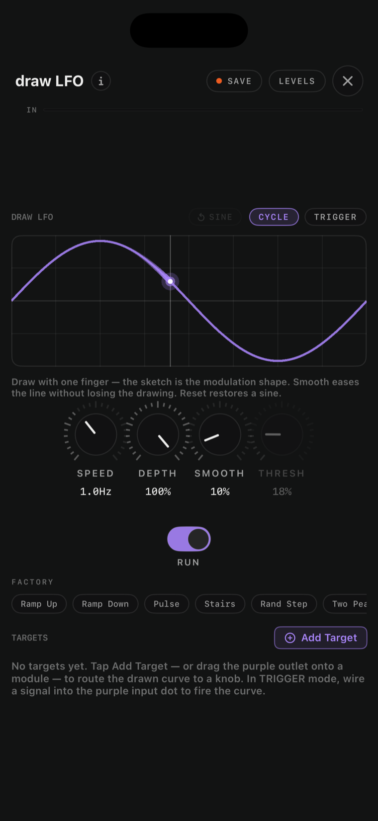 draw LFO console on iPhone