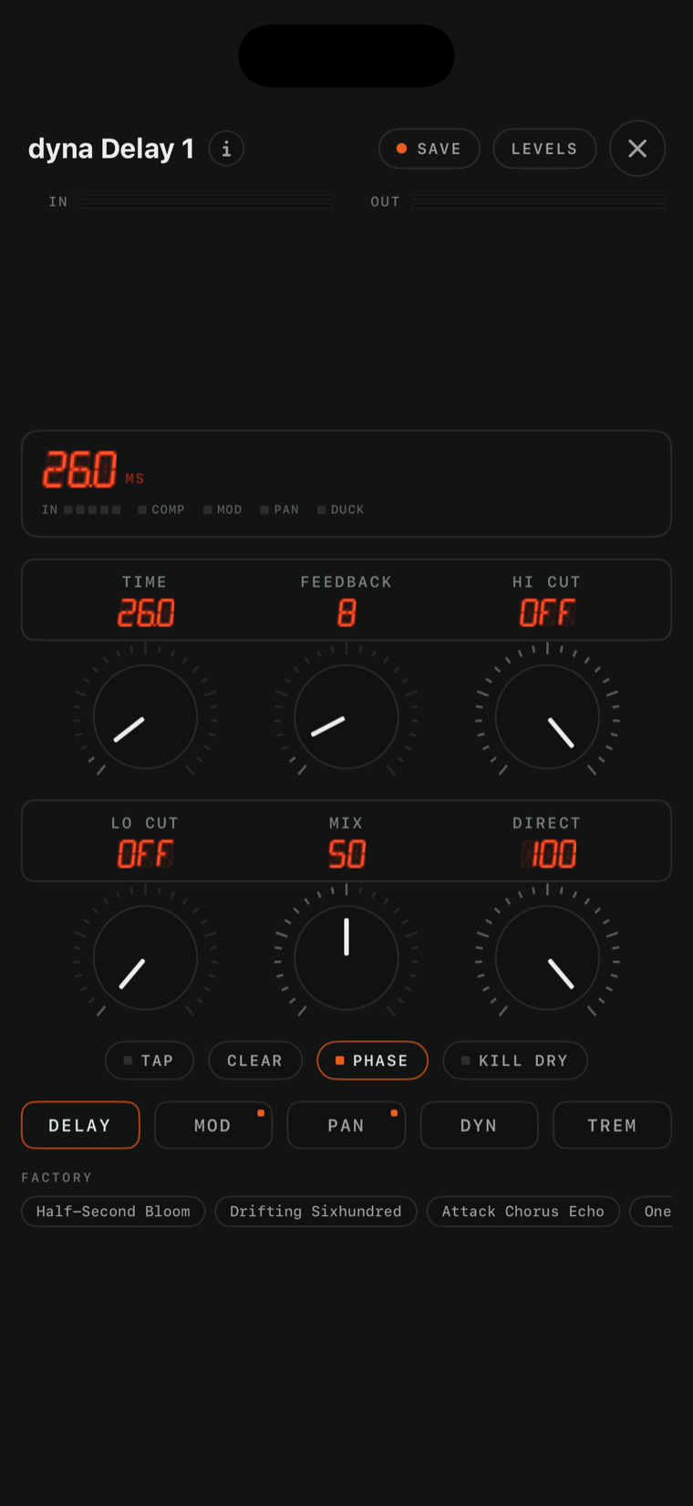 dyna Delay console on iPhone