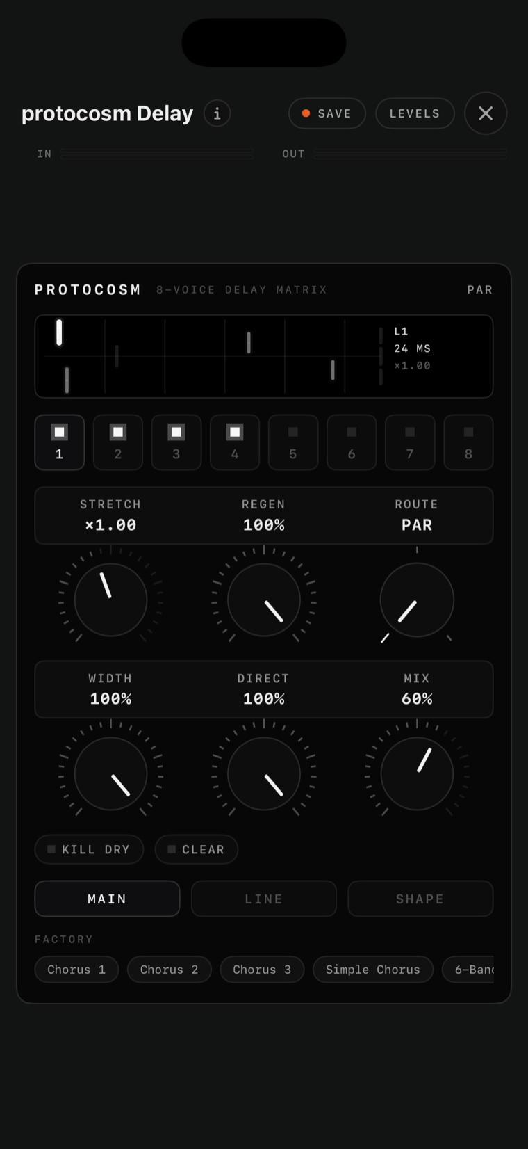 protocosm Delay console on iPhone